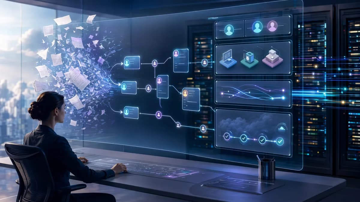 AI SOP software dashboard organizing chaotic workflows into structured team processes