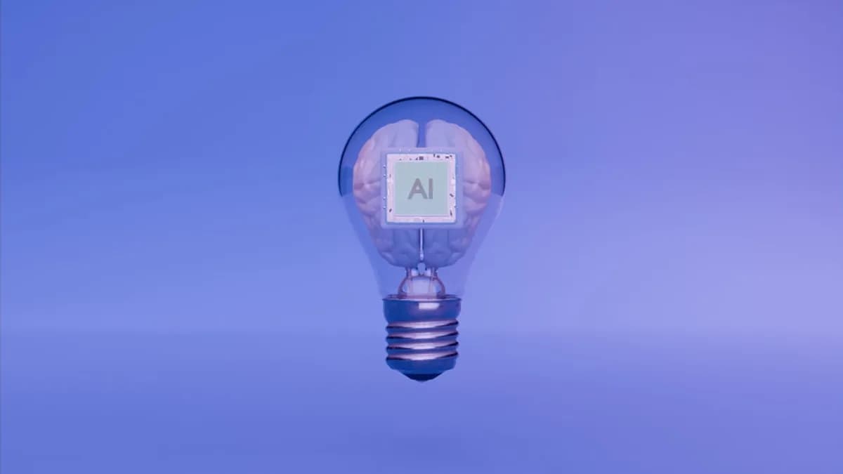 Artificial intelligence is represented by the lightbulb and brain.
