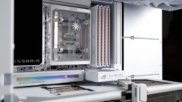 White computer case interior with components visible components