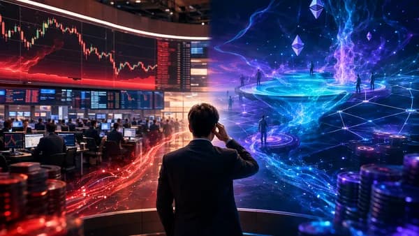Split CEX and DEX trading scene visualizing hidden crypto costs, spreads, slippage, gas and withdrawals.