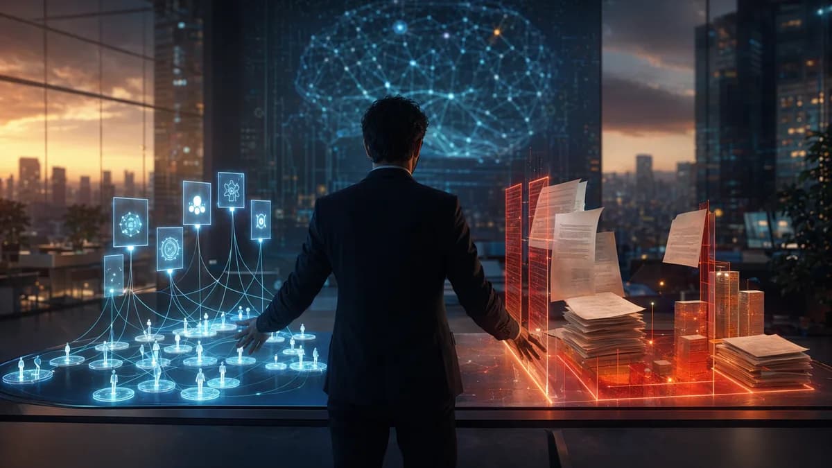 Founder weighing equity crowdfunding platforms, fees, compliance, and investor overhead in a futuristic tech workspace.