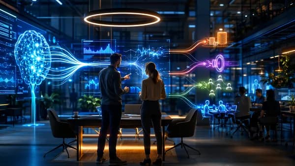 Startup founders analyze crowdfunding costs on futuristic financial screens in a sleek tech workspace.