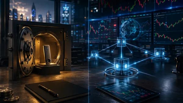 Crypto trading desk contrasting offline hardware custody with MPC recovery and approval networks.