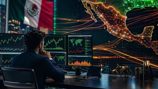 Trader monitors peso market charts amid North American trade uncertainty