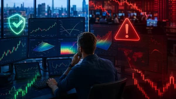 Trader reviewing simulated options risks on a modern paper trading dashboard.