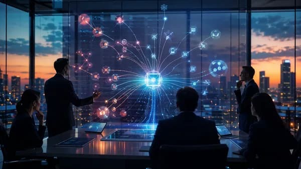 Fintech boardroom with fading startup network visuals signaling venture arm review and payments refocus