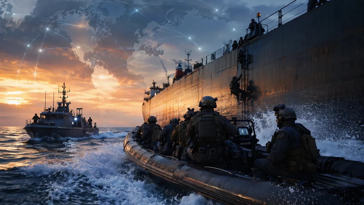 UK forces board a sanctioned oil tanker in the English Channel amid global geopolitical tension.