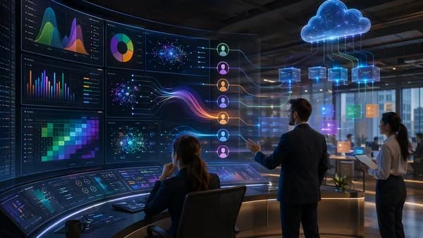 AI-driven compensation dashboard with cloud infrastructure in a modern enterprise setting