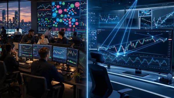Split trading desks contrast community charting with automated swing trading analysis.