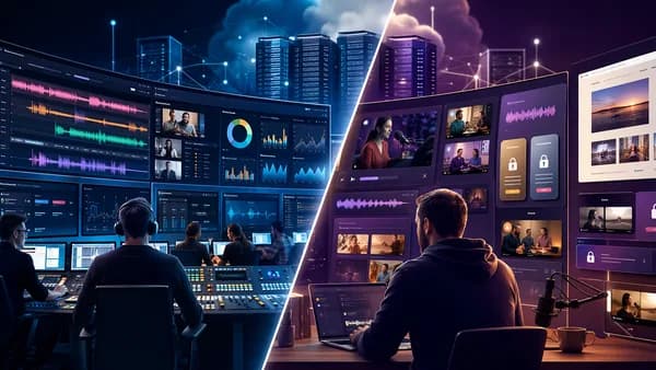 Podcast SaaS dashboards comparing team networks with private feeds, memberships, video, and cloud hosting