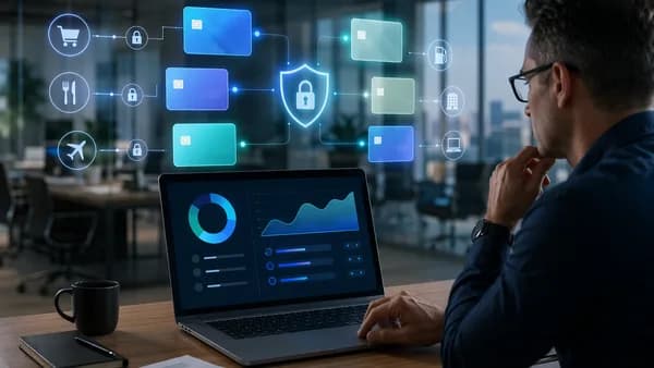 Virtual cards and budget controls visualizing secure, contained business spend management.