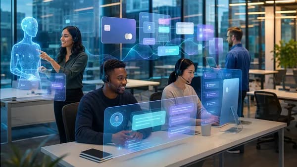 AI automation reshaping premium card customer service in a modern fintech office
