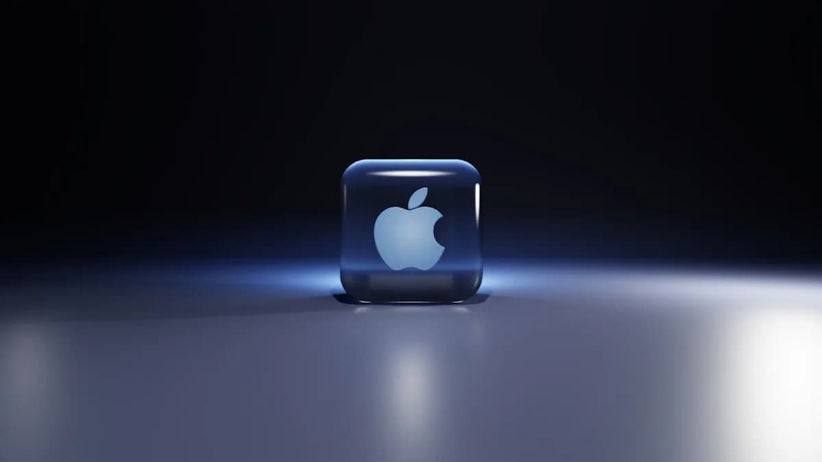 a small blue cube with a white logo on it