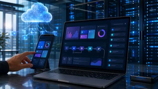 Mobile and web AI coworker dashboard with cloud task queue and hosting infrastructure