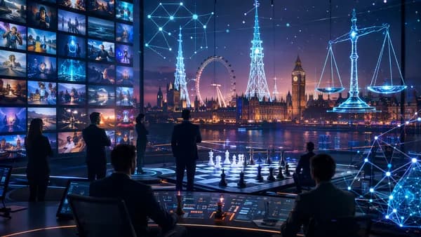 Futuristic London media hub symbolizing a major broadcaster acquisition and streaming industry pressure