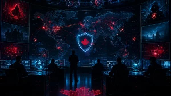 Canadian cyber intelligence operation targeting criminal networks in a dark security command room