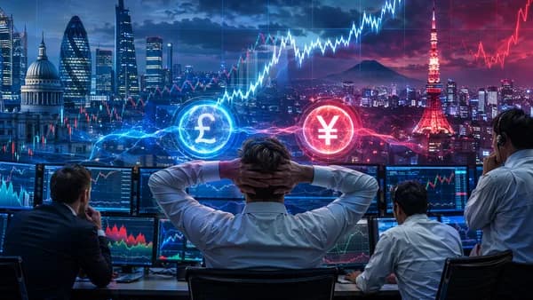FX trading scene showing pound strength versus yen amid intervention risk
