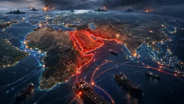 World map showing Red Sea and Hormuz oil routes under threat amid Middle East conflict risks