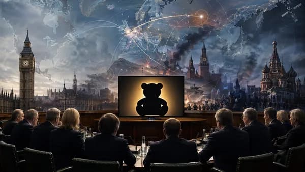 UK MPs scrutinize a cartoon bear broadcast amid global media influence and geopolitical tensions.