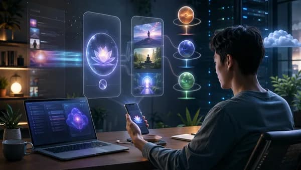 Person using a wellbeing app that turns social scrolling into focused self-improvement missions.