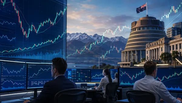 Trading desk visualizing New Zealand dollar momentum after a moderate central bank rate hike