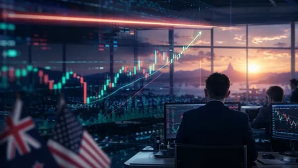 Forex trading desk showing NZD/USD momentum rising toward technical resistance