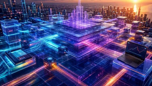 Futuristic DeFi liquidity network with wallets and exchanges connected to glowing financial infrastructure.