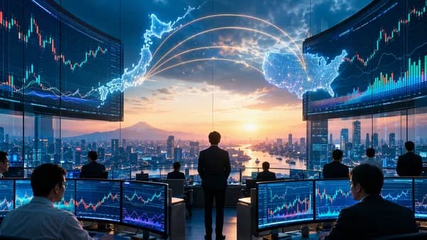 Trading floor screens show yen market rebound after coordinated Japan and US intervention.