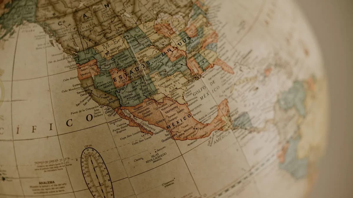 A vintage globe focusing on North America and Mexico with an antique aesthetic.