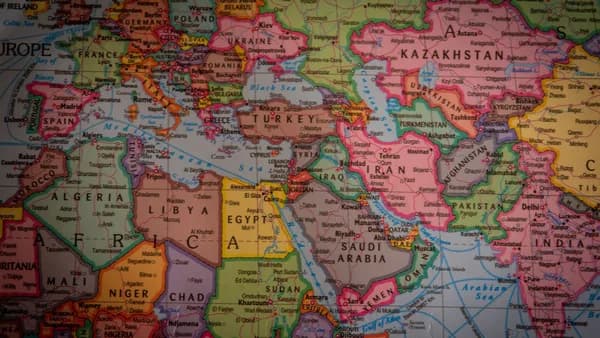 Detailed political map showing Europe and Asia with countries and capitals.