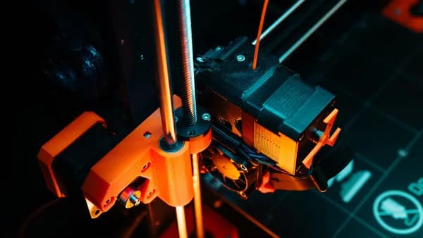 A colorful close-up of a 3D printer operating, showcasing mechanical precision and technology.