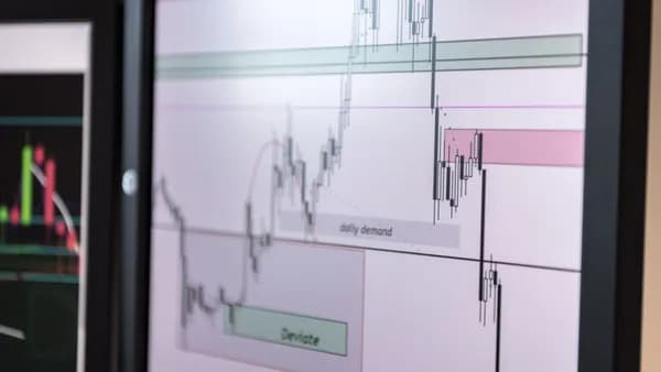 Detailed view of a trading chart analyzing cryptocurrency trends and market data.