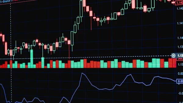 Colorful financial chart displaying market trends and analysis on a screen.