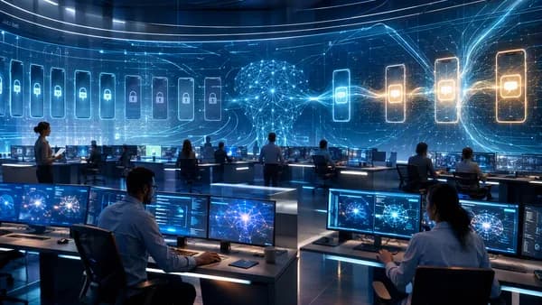 Futuristic messaging moderation hub showing locked accounts being restored on abstract smartphone screens.
