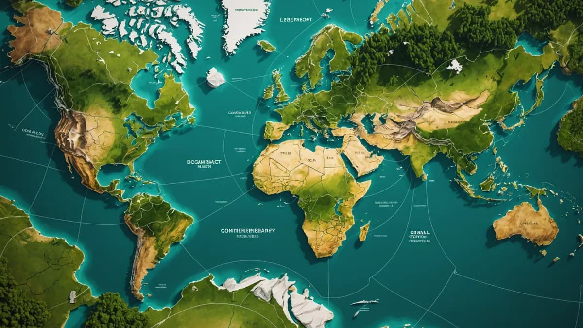 Global political challenge symbolized by converging energy fields over a world map, representing electoral competition.
