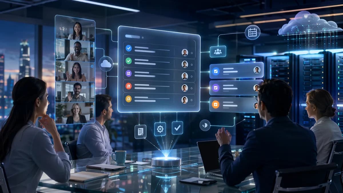 AI meeting notes dashboard turning team discussions into organized tasks and accountability