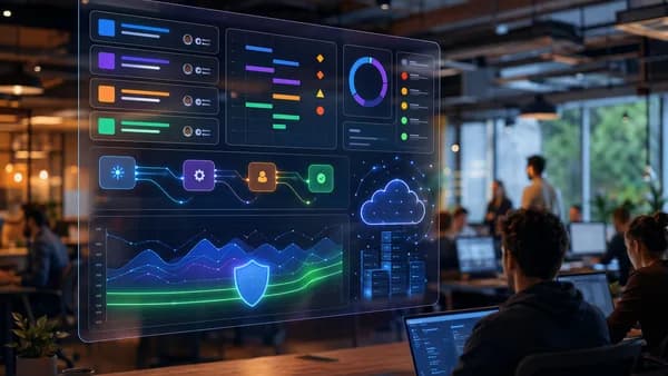 AI project management dashboard visualizing agency workload, capacity risk, and margin protection.
