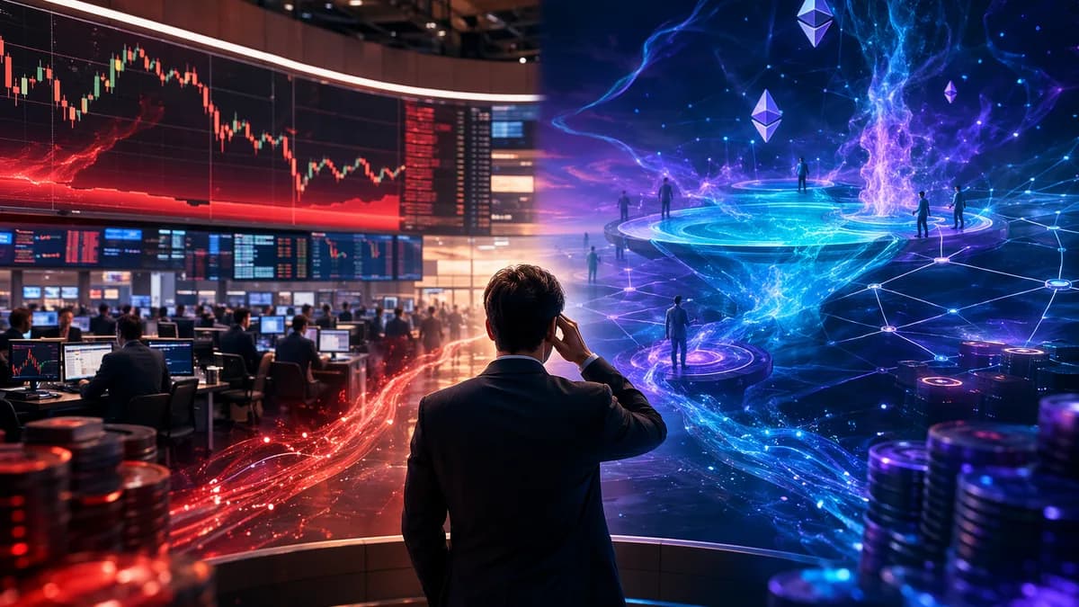 Split CEX and DEX trading scene visualizing hidden crypto costs, spreads, slippage, gas and withdrawals.