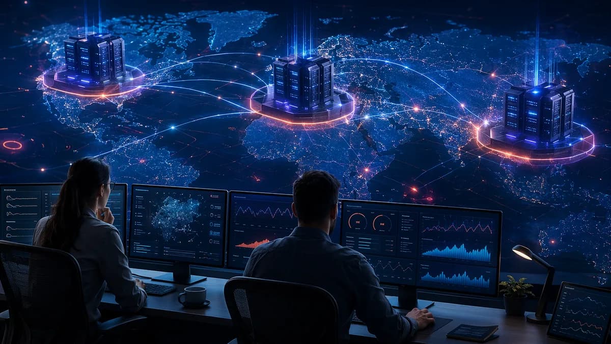 Unlabeled edge cloud platforms and SaaS dashboard showing cost and latency tradeoffs
