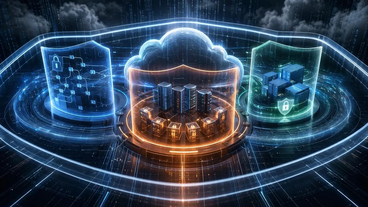 Layered cloud security shields protecting workloads, configurations, and unified infrastructure