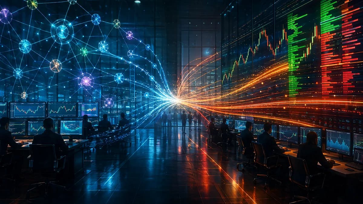 Crypto trading floor comparing DEX routing networks with centralized exchange liquidity.