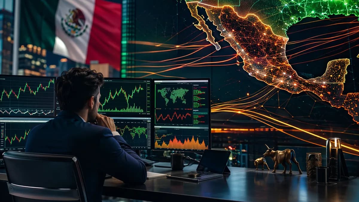 Trader monitors peso market charts amid North American trade uncertainty