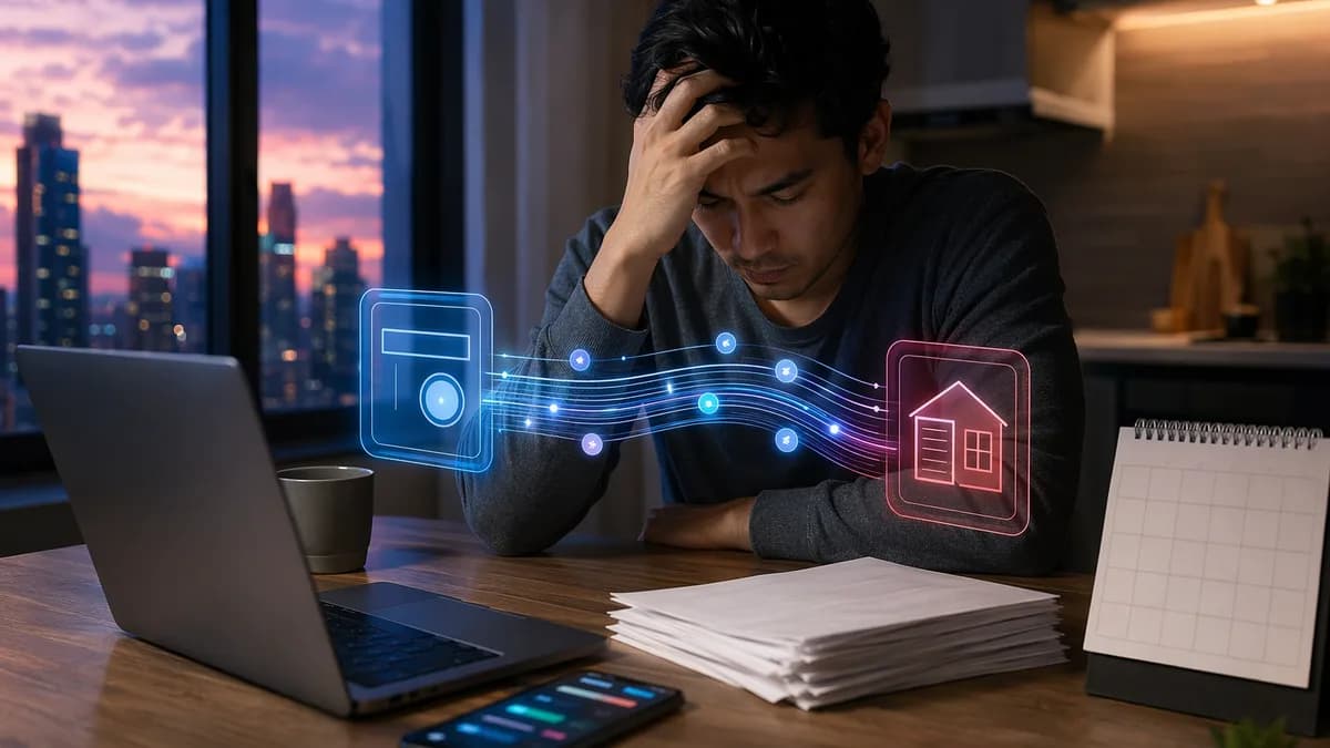 Urban renter using a digital payment app to bridge rent and paycheck gaps.