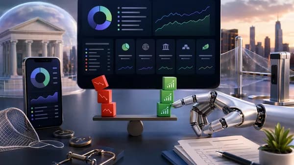 Robo-advisor portfolio balancing tax losses and hidden fees in a modern fintech scene