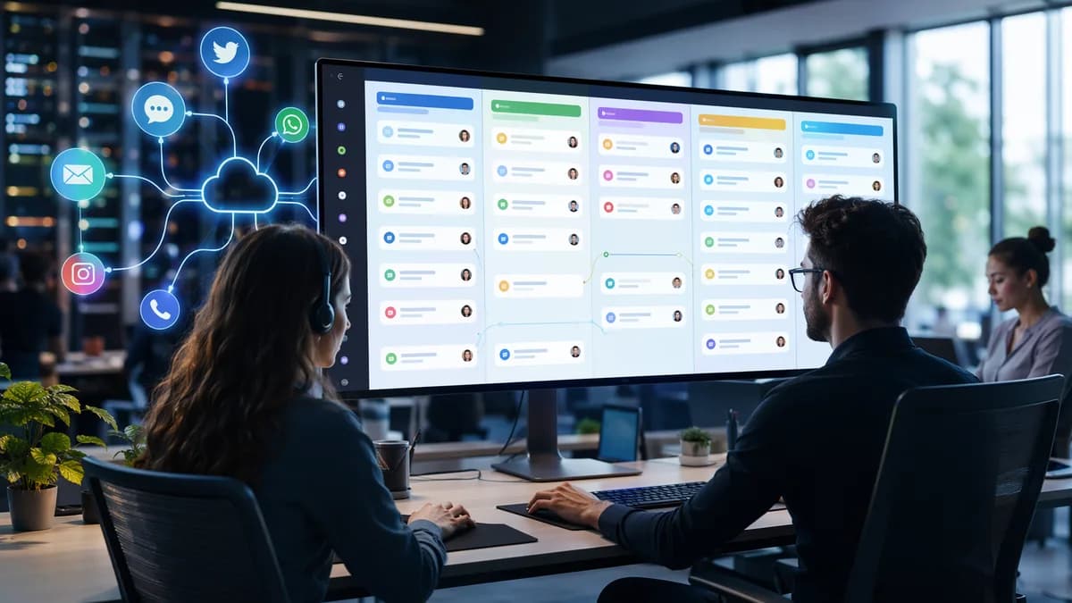 Organized social inbox dashboard streamlining team replies across multiple channels in a modern SaaS workspace