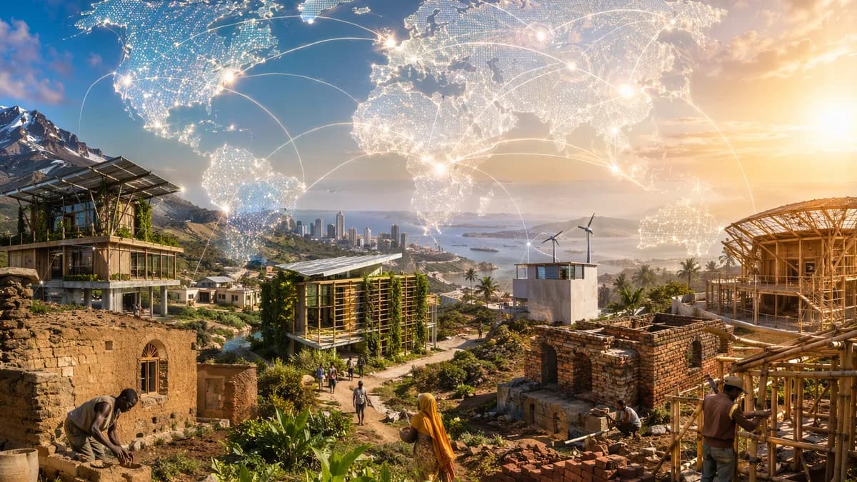 Global map linking local sustainable construction sites using earth, timber, and recycled materials