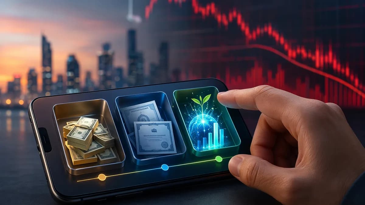 Three-bucket portfolio app visualizing cash, bonds, and growth assets across time horizons.