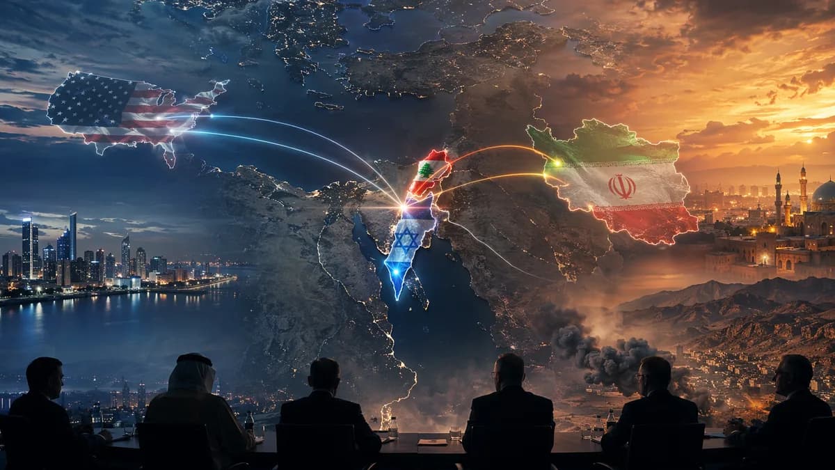 Symbolic global map showing Middle East diplomatic tensions and fragile peace negotiations.