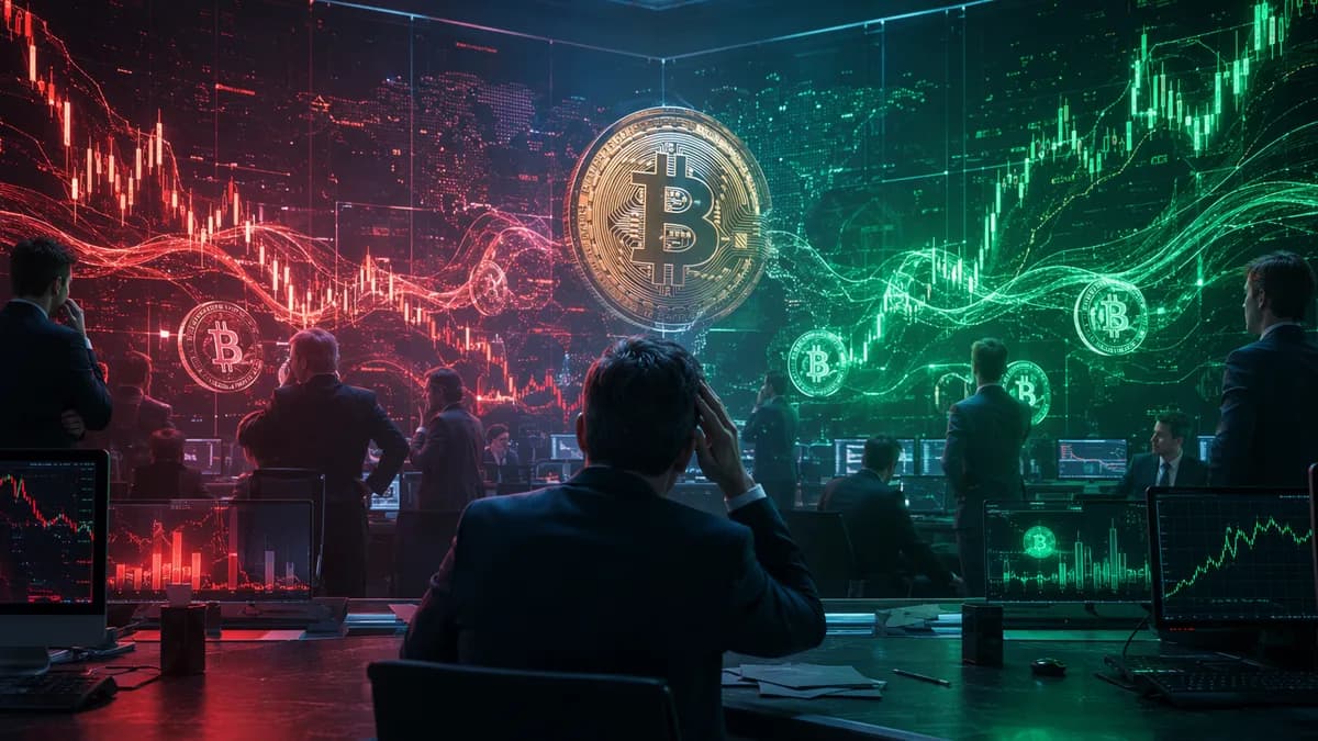 Crypto traders watch volatile Bitcoin charts after a hawkish central bank hold.