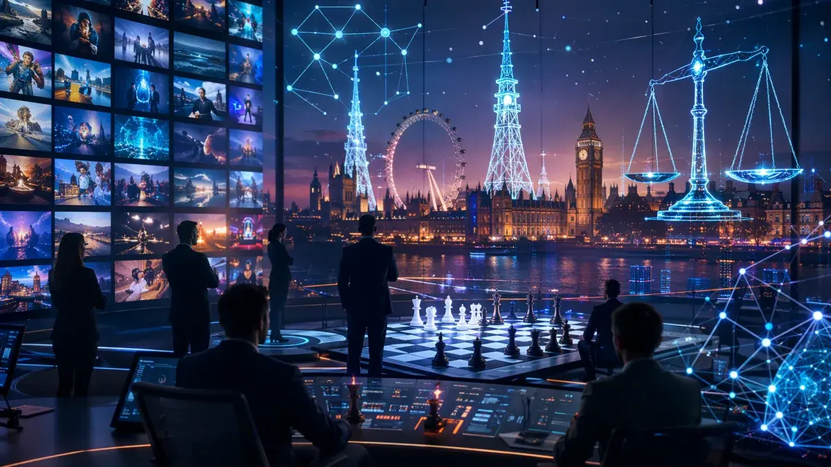 Futuristic London media hub symbolizing a major broadcaster acquisition and streaming industry pressure